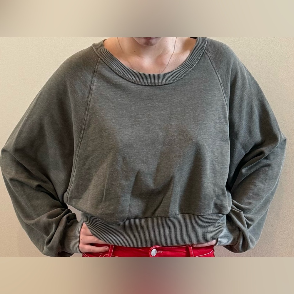 Aero light grayish green oversized cropped  sweatshirt